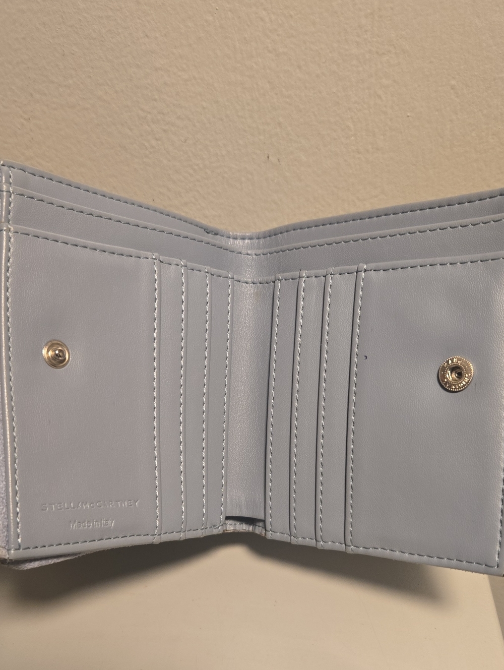 Stella McCartney light gray/blue mini chain-trim wallet - Picture 4 of 14